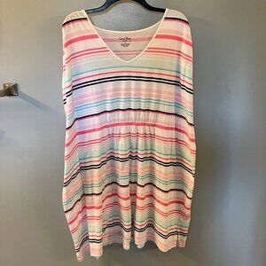 Coral Bay Beach Coverup Pink/White Stripe Size 1X